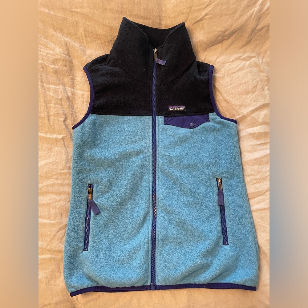 Patagonia Blue and Black Fleece Vest